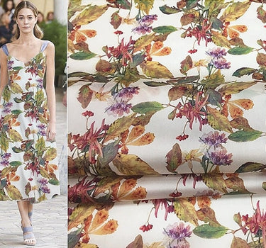 Silk Organza Satin Floral Print Fabric By the Yard