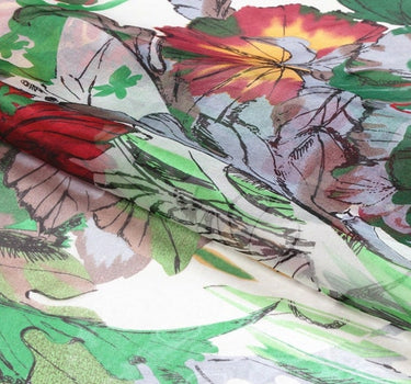 PINGOU - 6 momme Floral Print Silk Organza Fabric - 140cm wide by the Yard