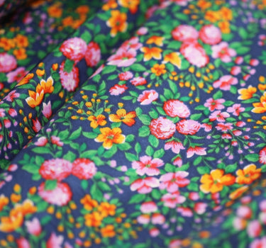 FANHUA - 16 momme Floral Print Silk Crepe de Chine Fabric - 114cm wide by the Yard