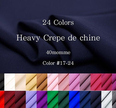 40momme 24 Colors Heavy Silk Crepe de Chine Fabric - 140cm wide by the Yard