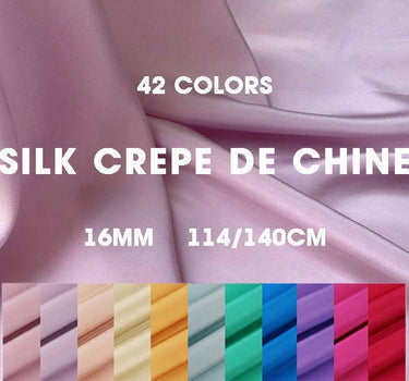 42 Colors Solid 16 Momme Silk Crepe de Chine Fabric - 140cm wide by the Yard