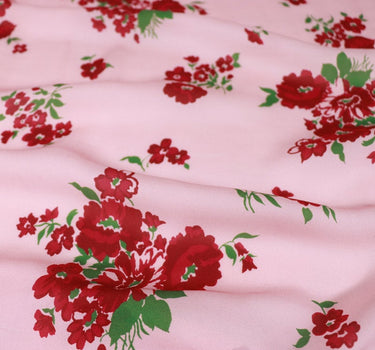 BAIHONG - 14 Momme Floral Print Double Joe Silk Fabric - 140cm wide by the Yard