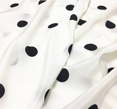 BAIDIDIAN - 14 momme Black Dots Print Stretch Silk Crepe de Chine Fabric - 138cm wide by the Yard