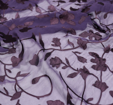 HANLIAN - Flowers Sheer Burnout Silk Devore Satin Fabric - 140cm wide by the Yard