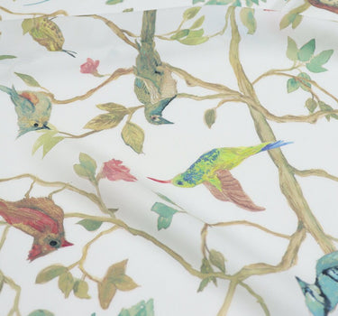 ZTNIAO - 14 Momme Floral Bird Print Double Joe Silk Fabric - 114cm wide by the Yard