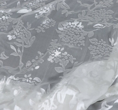 BXIUQIU - Flowers Sheer Burnout Silk Devore Satin Fabric - 140cm wide by the Yard