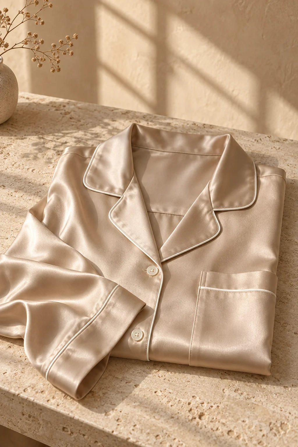 Folded silk sleepwear